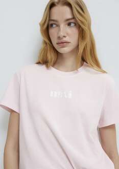Mavi Logo Baskılı Pembe Regular Fit Kadın Tişört 1612241-89200
