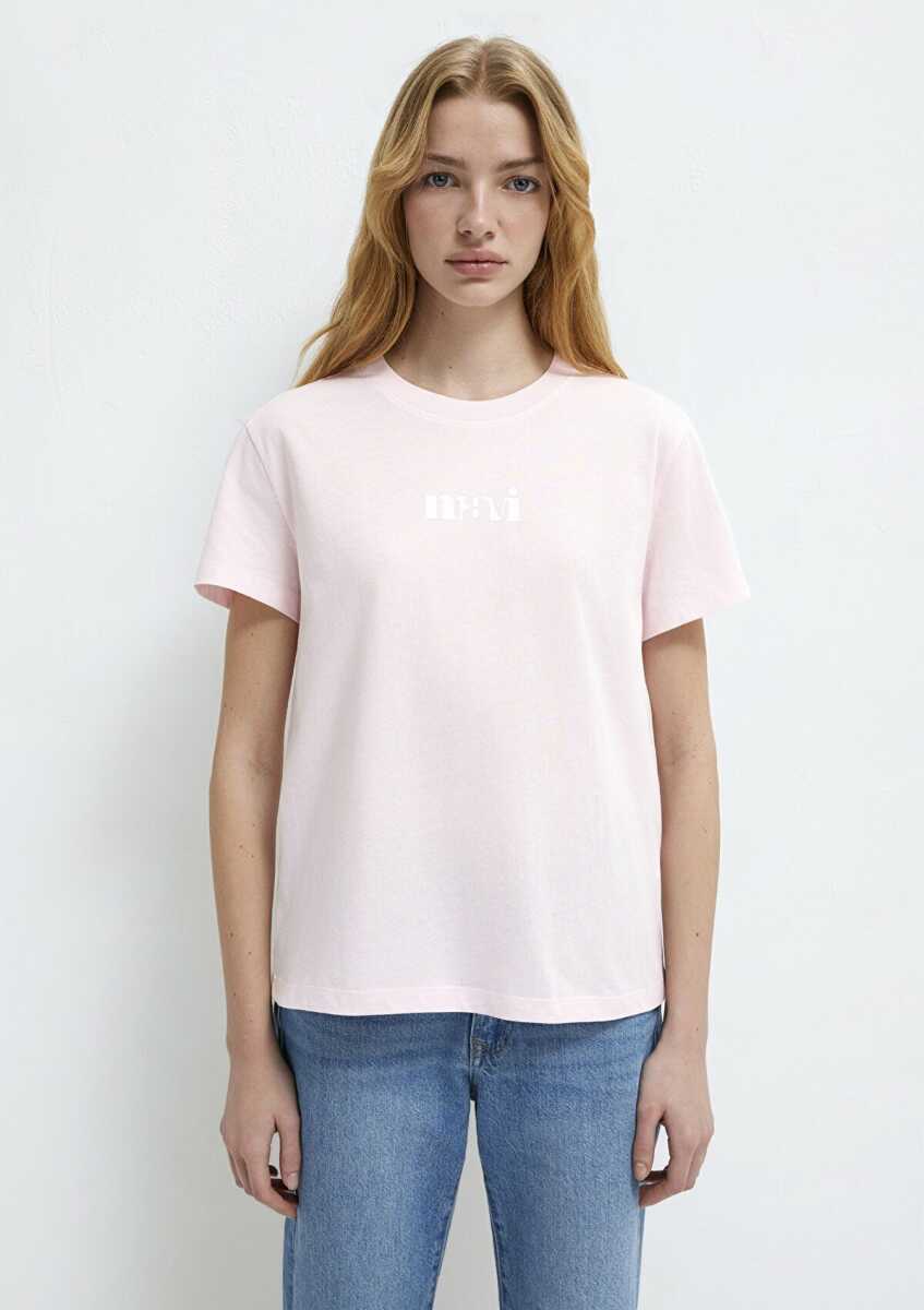 Mavi Logo Baskılı Pembe Regular Fit Kadın Tişört 1612241-89200 - 3