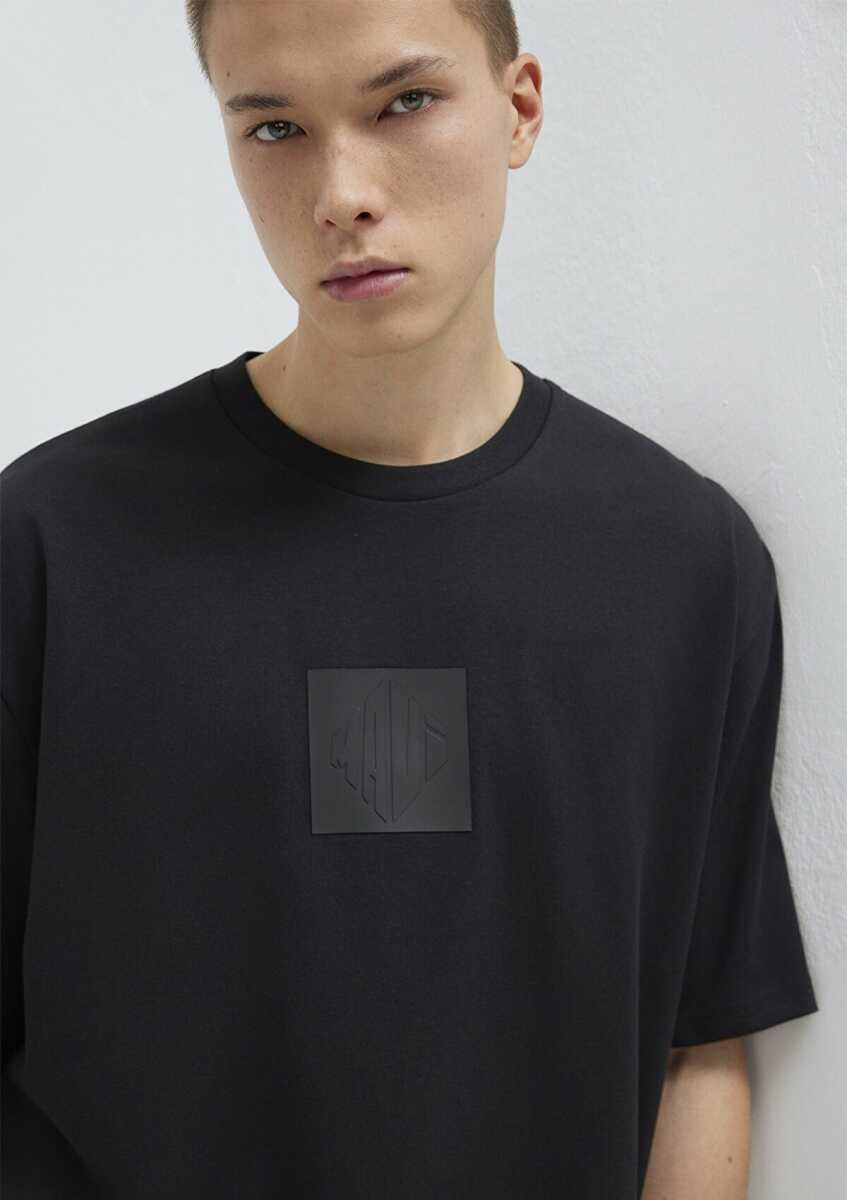 Mavi Logo Baskılı Relaxed Fit Siyah Erkek Tişört 0613148-900 - 2