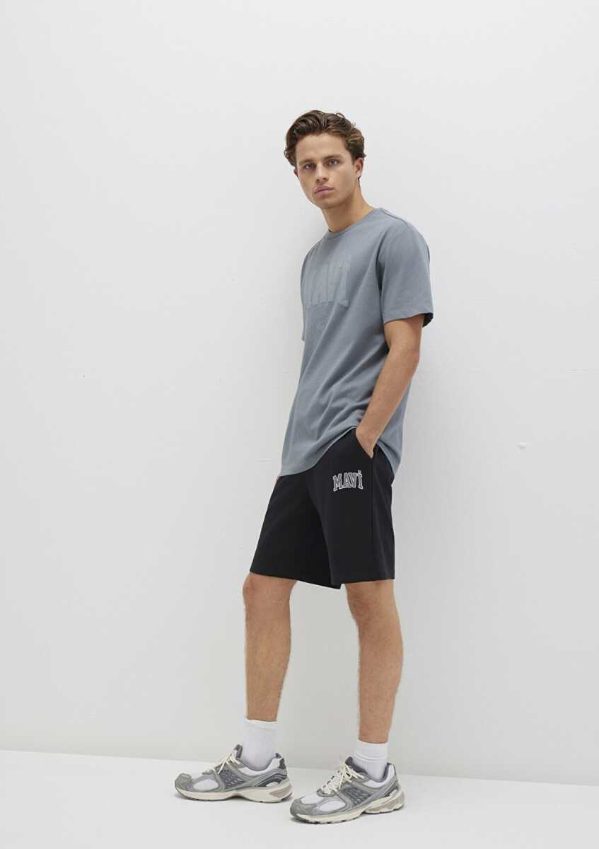 Mavi Logo Baskılı Siyah Erkek Şort 0410224-900