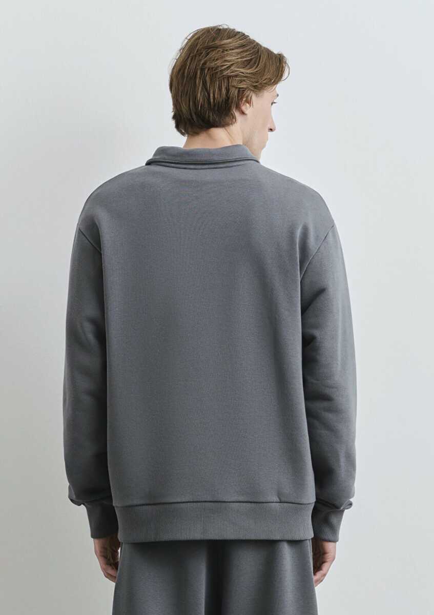 Mavi Logo Baskılı Yarı Fermuarlı Erkek Sweat 0S10465-80776 - 3