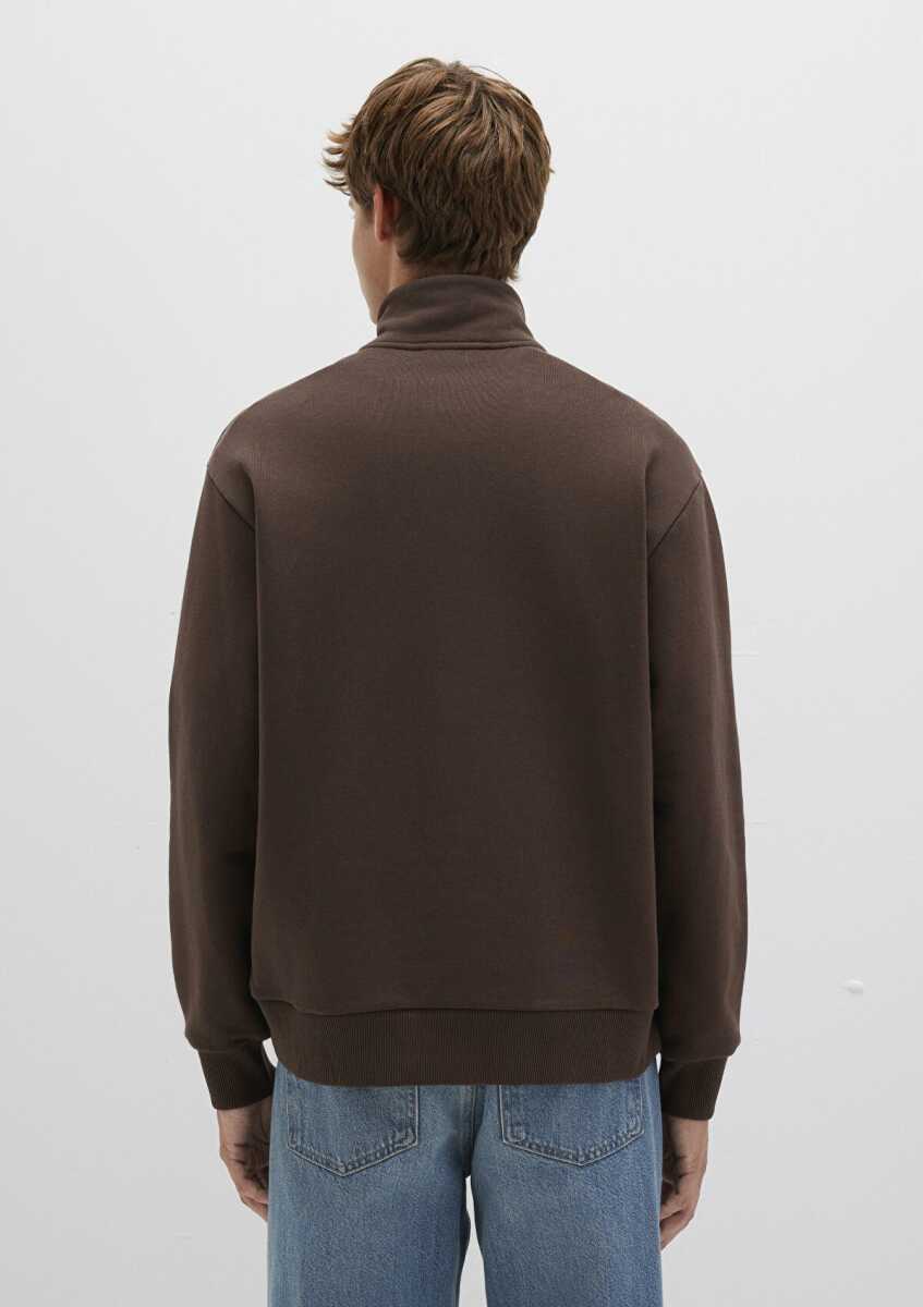 Mavi Logo Baskılı Yarı Fermuarlı Kahverengi Erkek Sweat 0S10465-88067 - 5