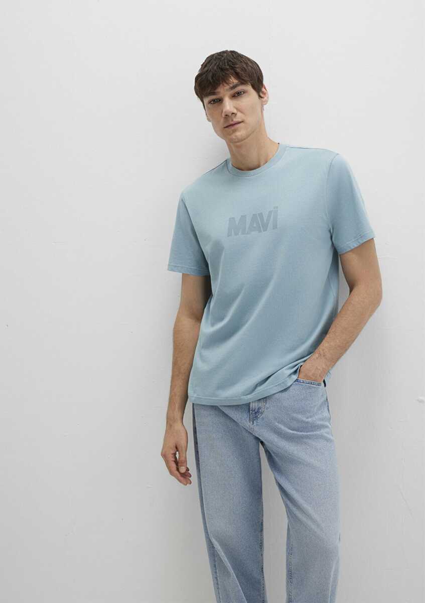 Mavi Logo Baskılı Yeşil Regular Fit Erkek Tişört 0612896-70838