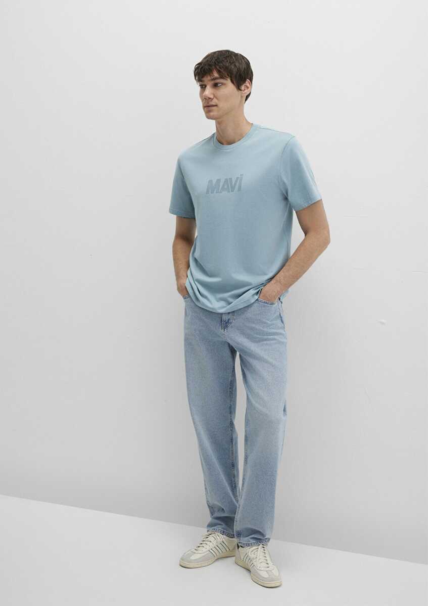 Mavi Logo Baskılı Yeşil Regular Fit Erkek Tişört 0612896-70838 (1)