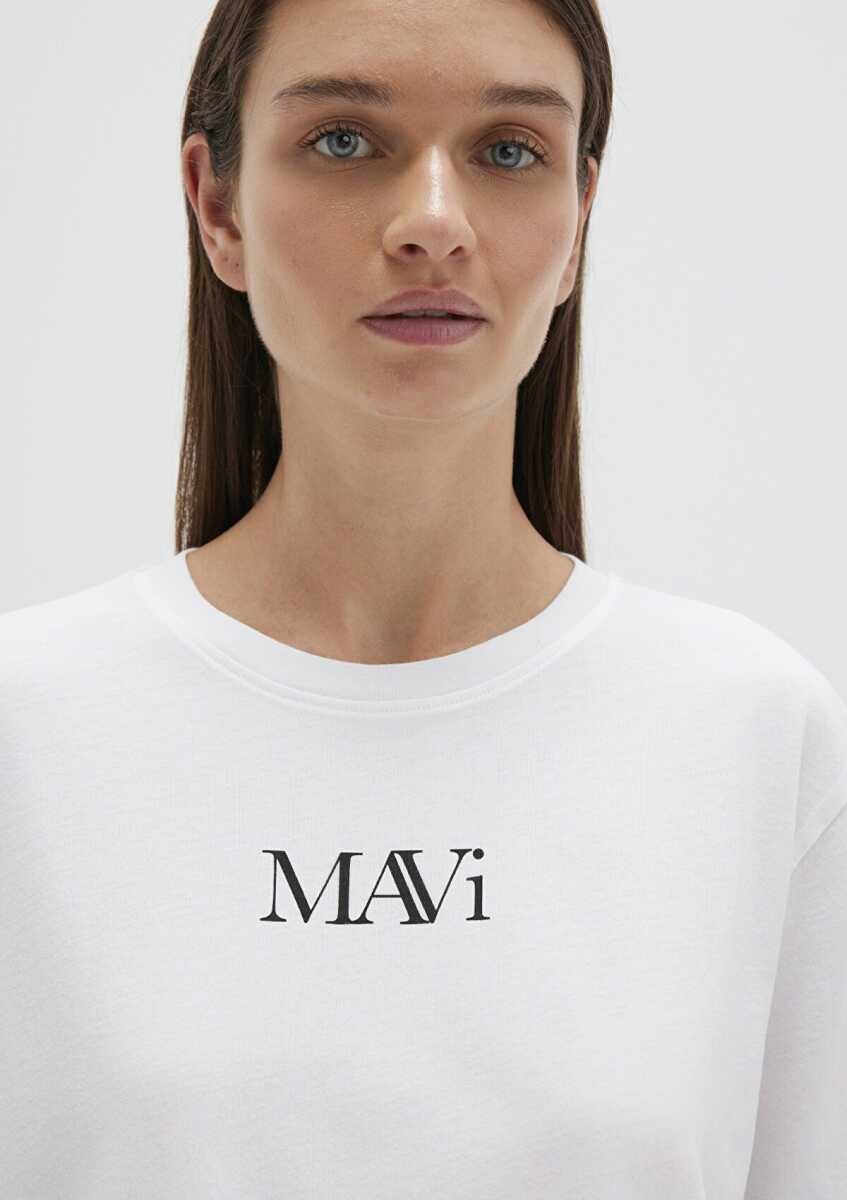 Mavi Logo Beyaz Kadın Tişört 1611594-620 - 5