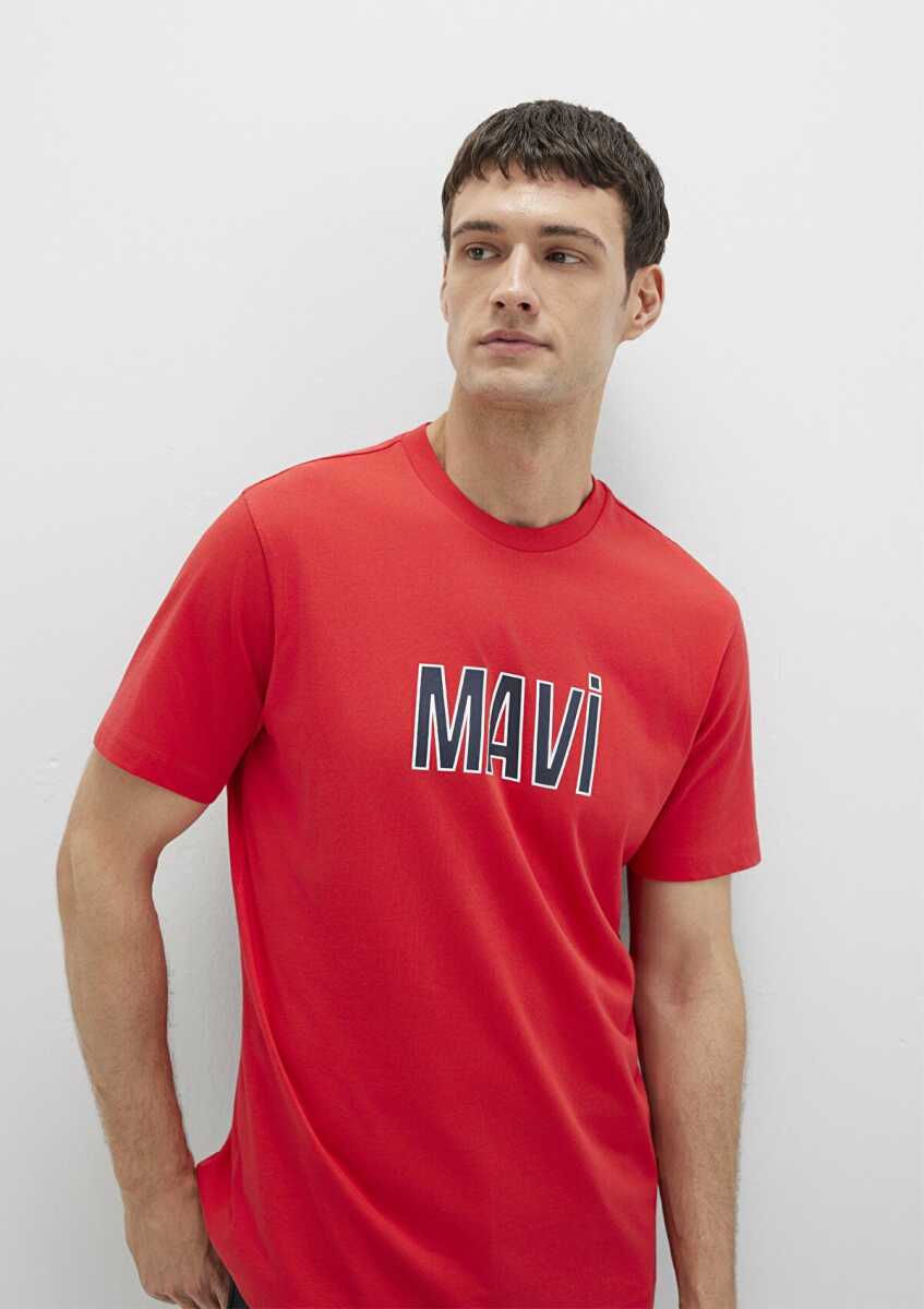 Mavi Logo Çin Kırmızısı Erkek Tişört 066842-33099 - 3