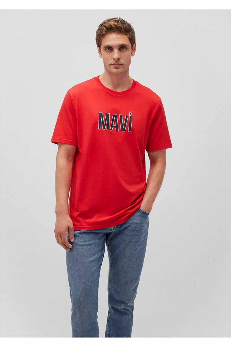 Mavi Logo Çin Kırmızısı Erkek Tişört 066842-33099 - 4