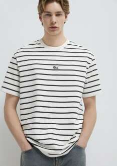 Mavi Logo Çizgili Erkek Tişört 0612420-86678 