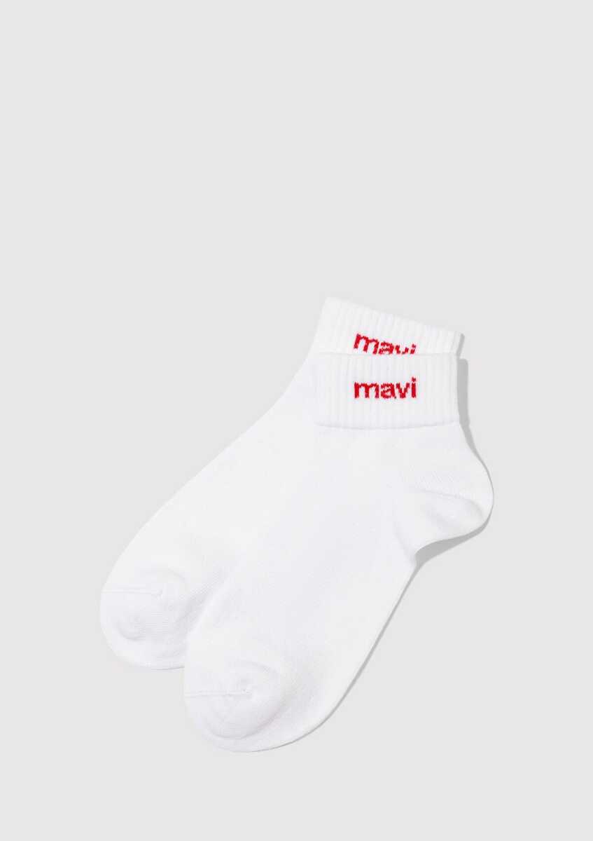 Mavi Logo Detaylı Beyaz Patik Kadın Çorap 1910331-23248