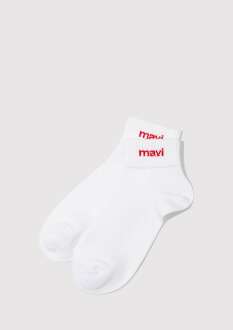 Mavi Logo Detaylı Beyaz Patik Kadın Çorap 1910331-23248