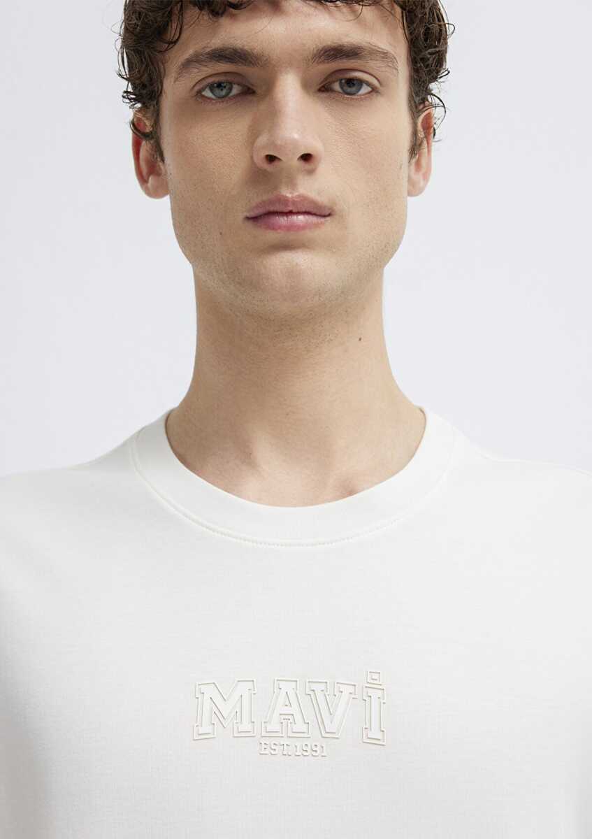 Mavi Logo Ekru Regular Fit Erkek Tişört 0613662-70057 - 6
