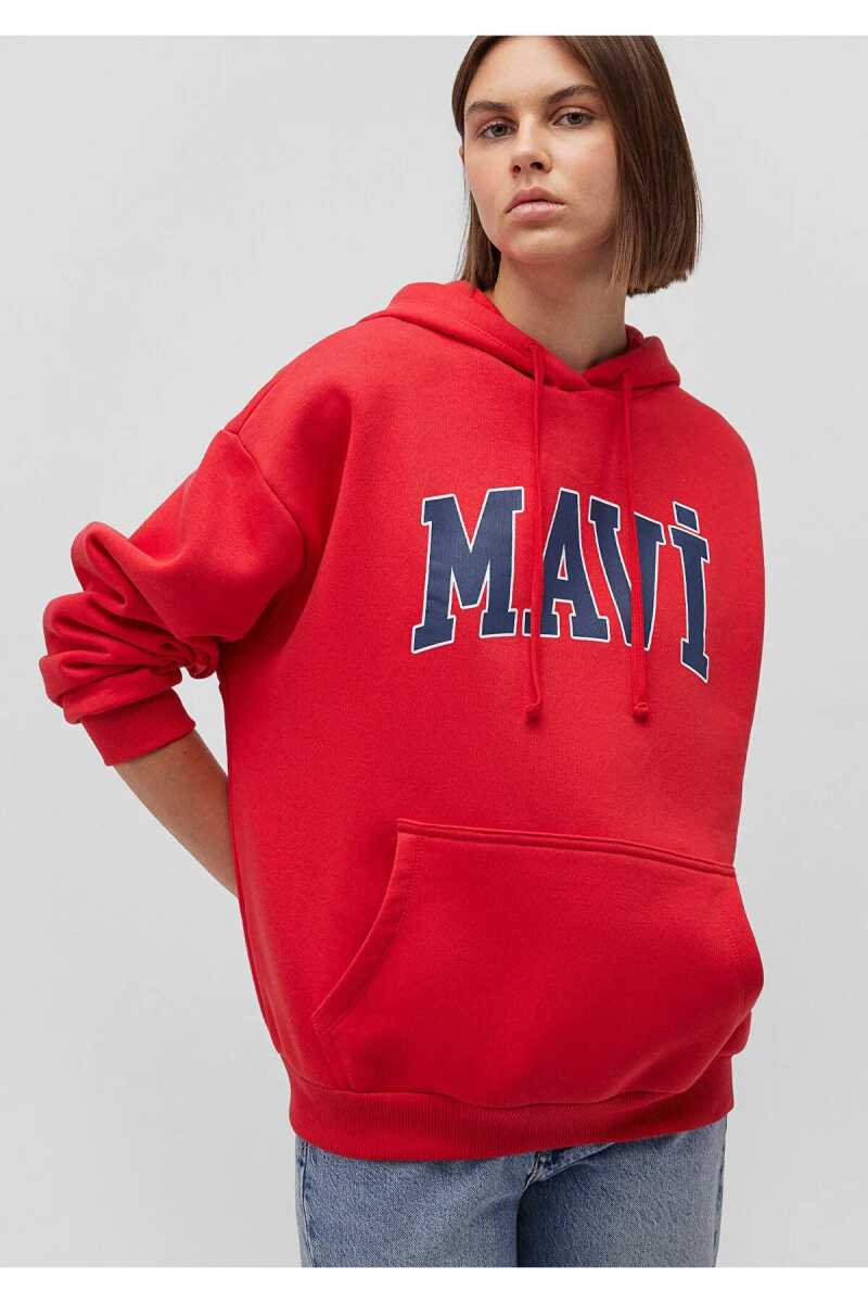 Mavi Logo Kapişonlu Kırmızı Kadın Sweat 1600361-82054 - 1