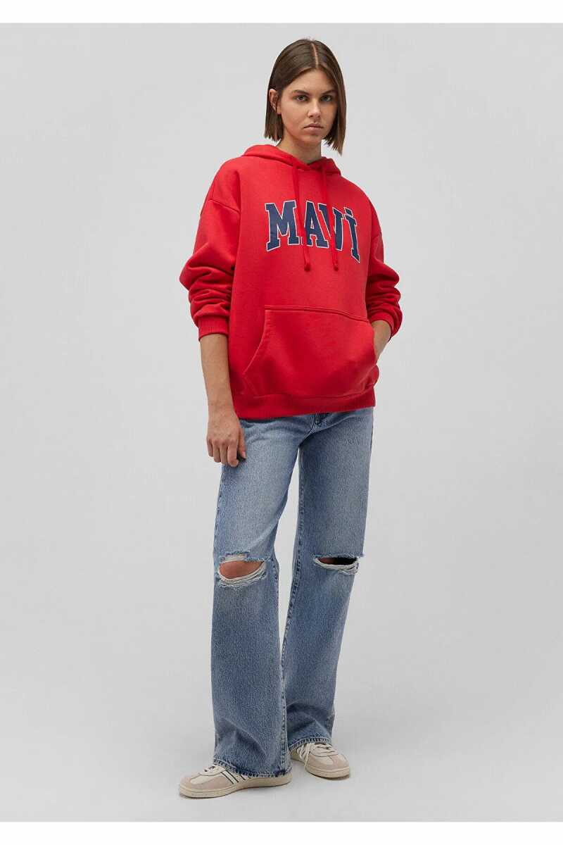 Mavi Logo Kapişonlu Kırmızı Kadın Sweat 1600361-82054 - 3