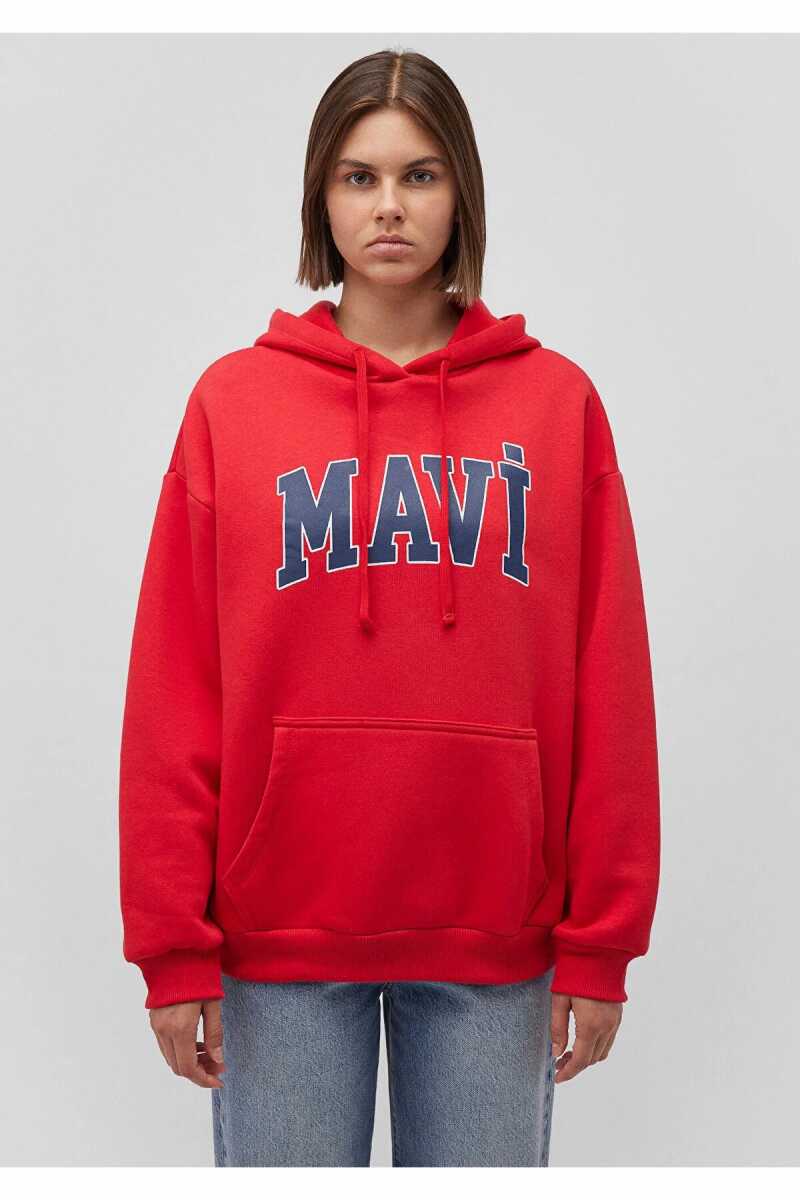 Mavi Logo Kapişonlu Kırmızı Kadın Sweat 1600361-82054 - 5