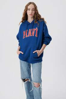 Mavi Logo Kapişonlu Koyu Lacivert Kadın Sweat 1600361-82625