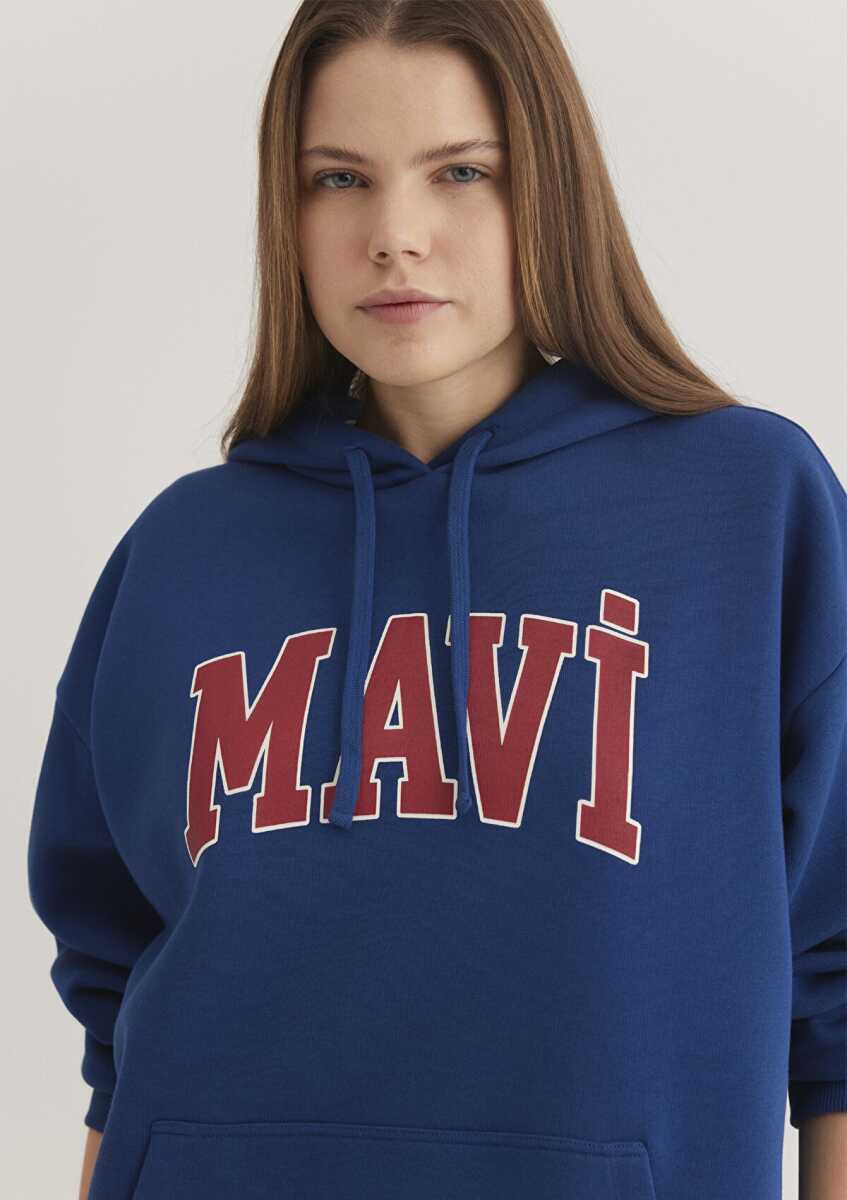 Mavi Logo Kapişonlu Koyu Lacivert Kadın Sweat 1600361-82625 - 2