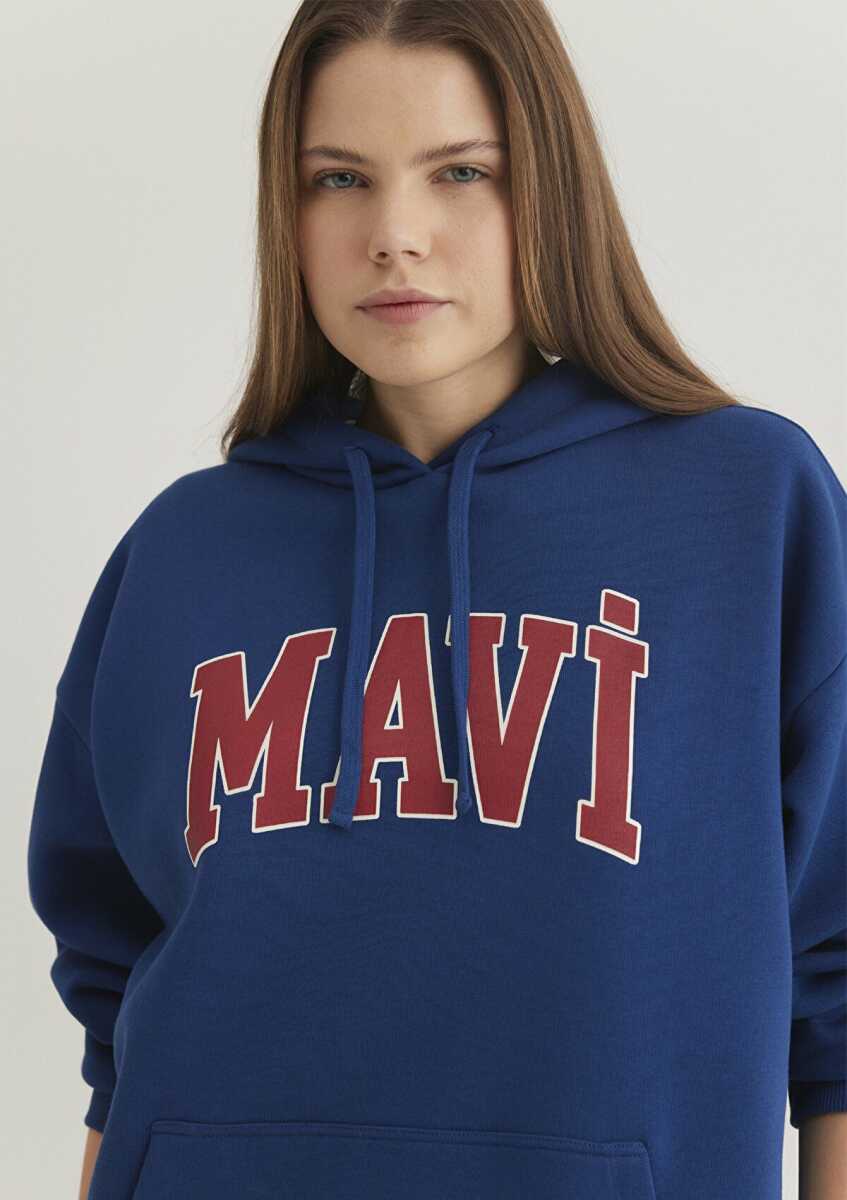 Mavi Logo Kapişonlu Koyu Lacivert Kadın Sweat 1600361-82625 - 3