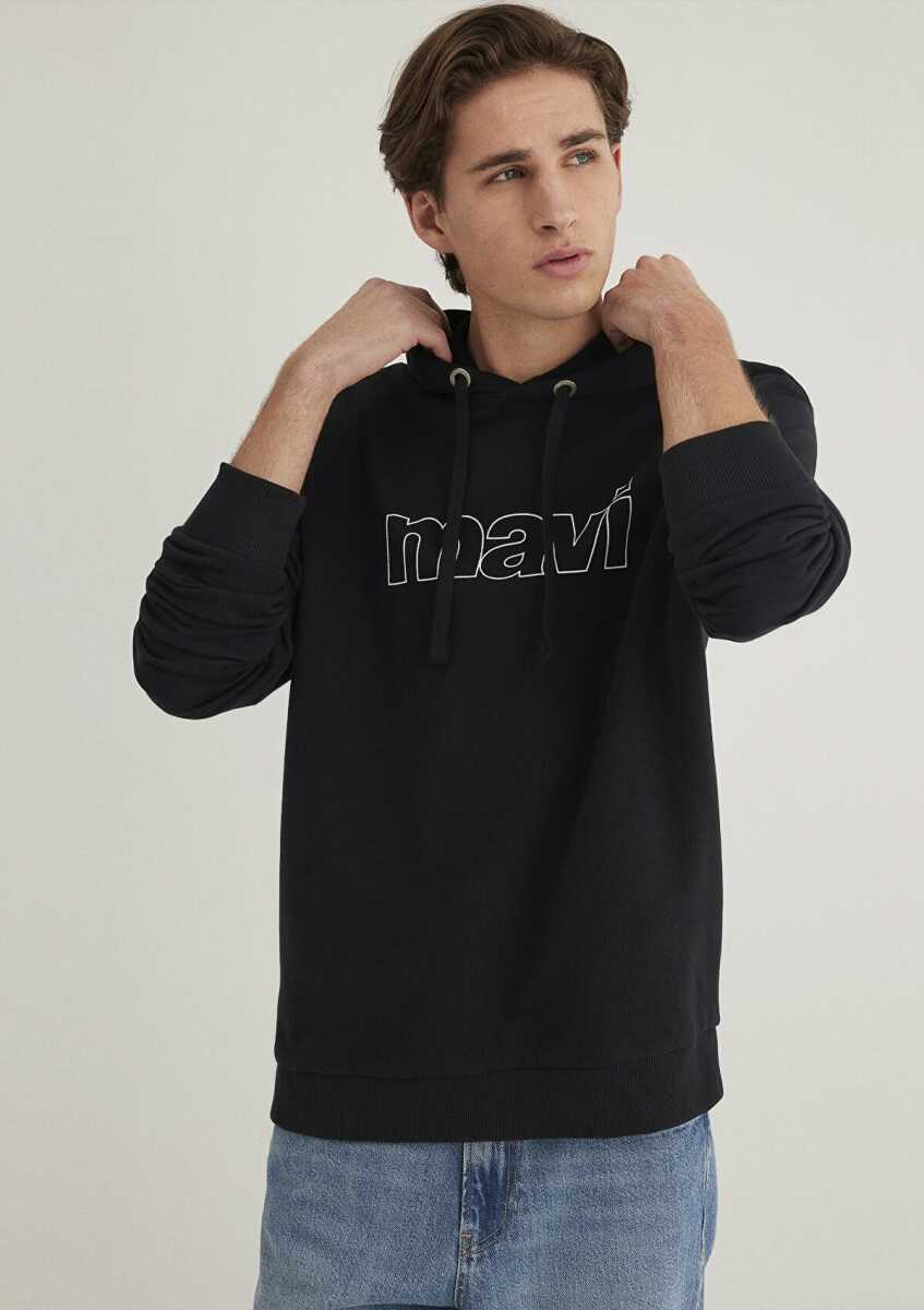Mavi Logo Kapişonlu Siyah Erkek Sweat 065606-900 - 5