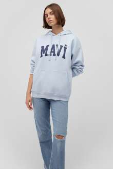 Mavi Logo Kapişonlu Uçuk Mavi Kadın Sweat 1600361-70717