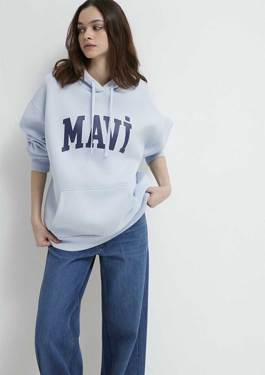 Mavi Logo Kapişonlu Uçuk Mavi Kadın Sweat 1600361-70717 - 2