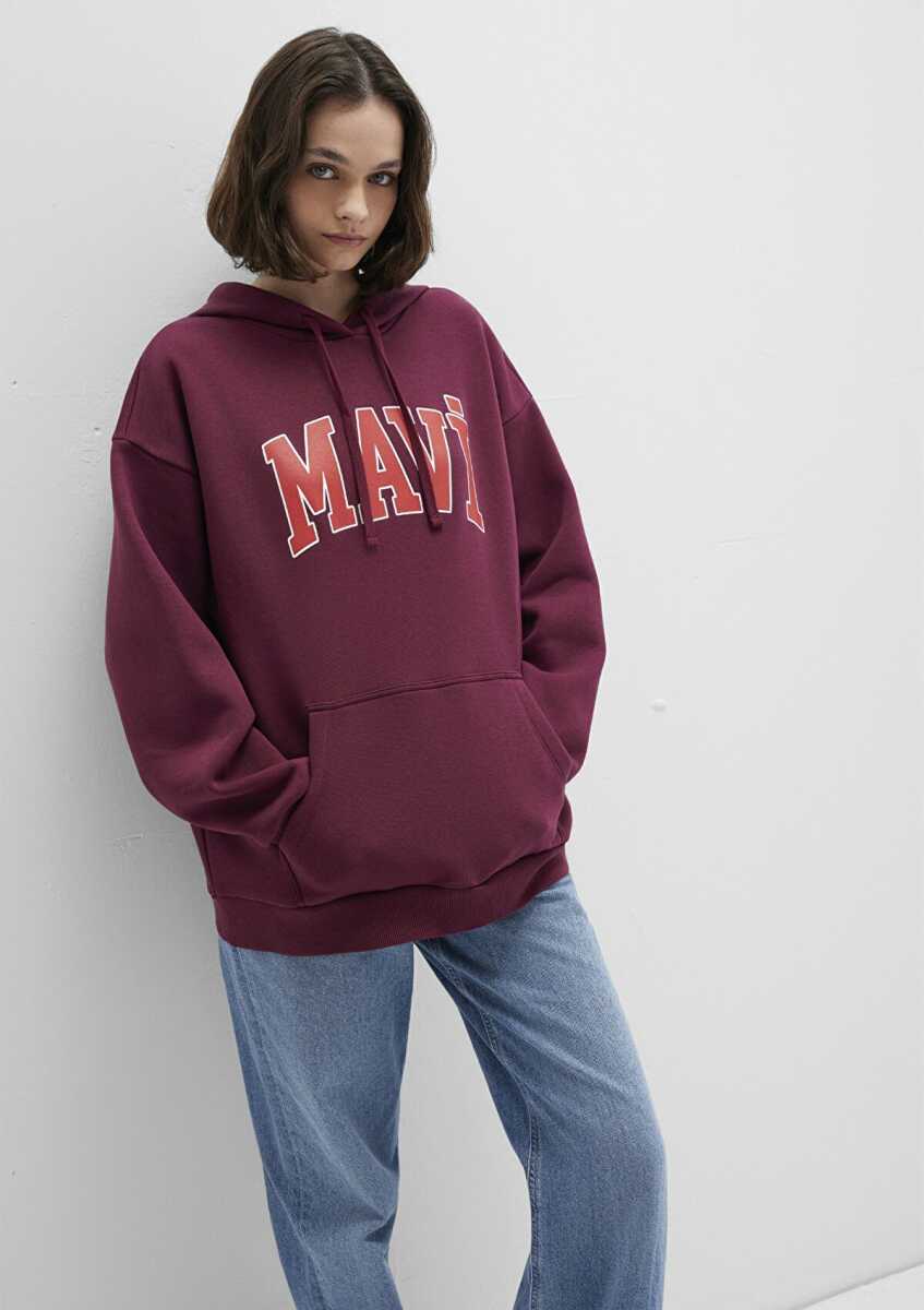 Mavi Logo Kapüşonlu Bordo Kadın Sweat 1600361-90705 - 2