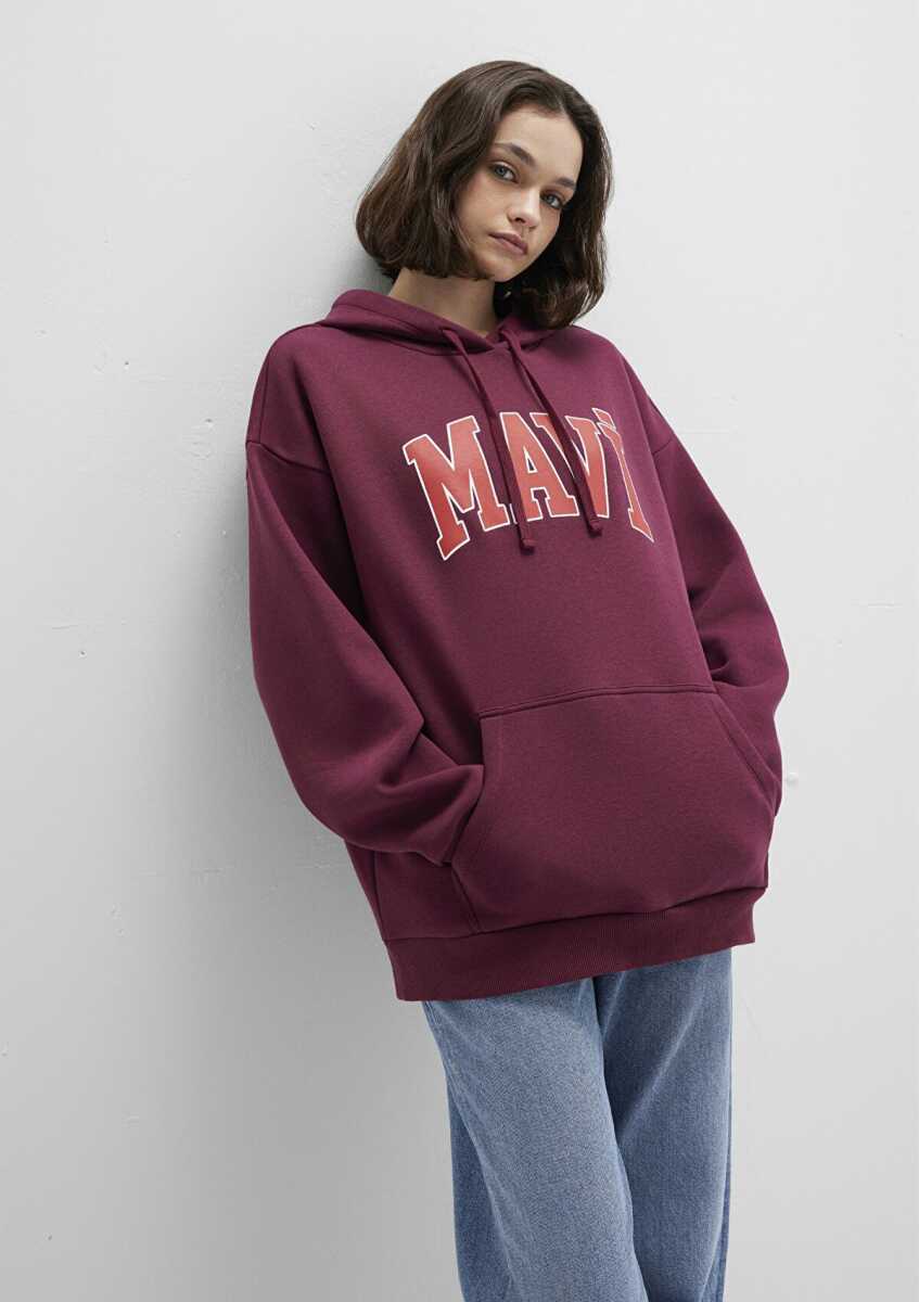 Mavi Logo Kapüşonlu Bordo Kadın Sweat 1600361-90705 - 3