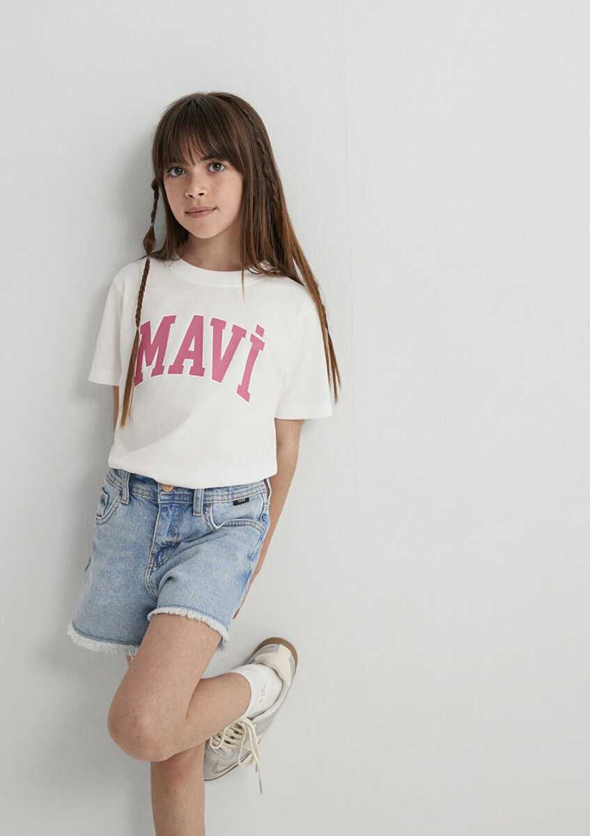 Mavi Logo Kırık Beyaz Çocuk Tişört 7610109-70057 - 2