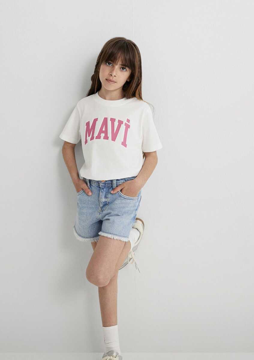 Mavi Logo Kırık Beyaz Çocuk Tişört 7610109-70057 - 4