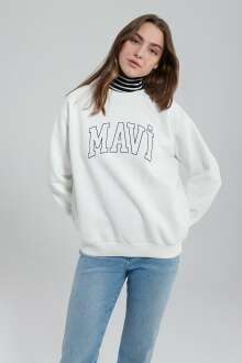 Mavi Logo Kırık Beyaz Kadın Sweat 1611192-70057 