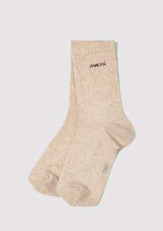 Mavi Logo Nakışlı Bej Kadın Soket Çorap 1913235-32152 