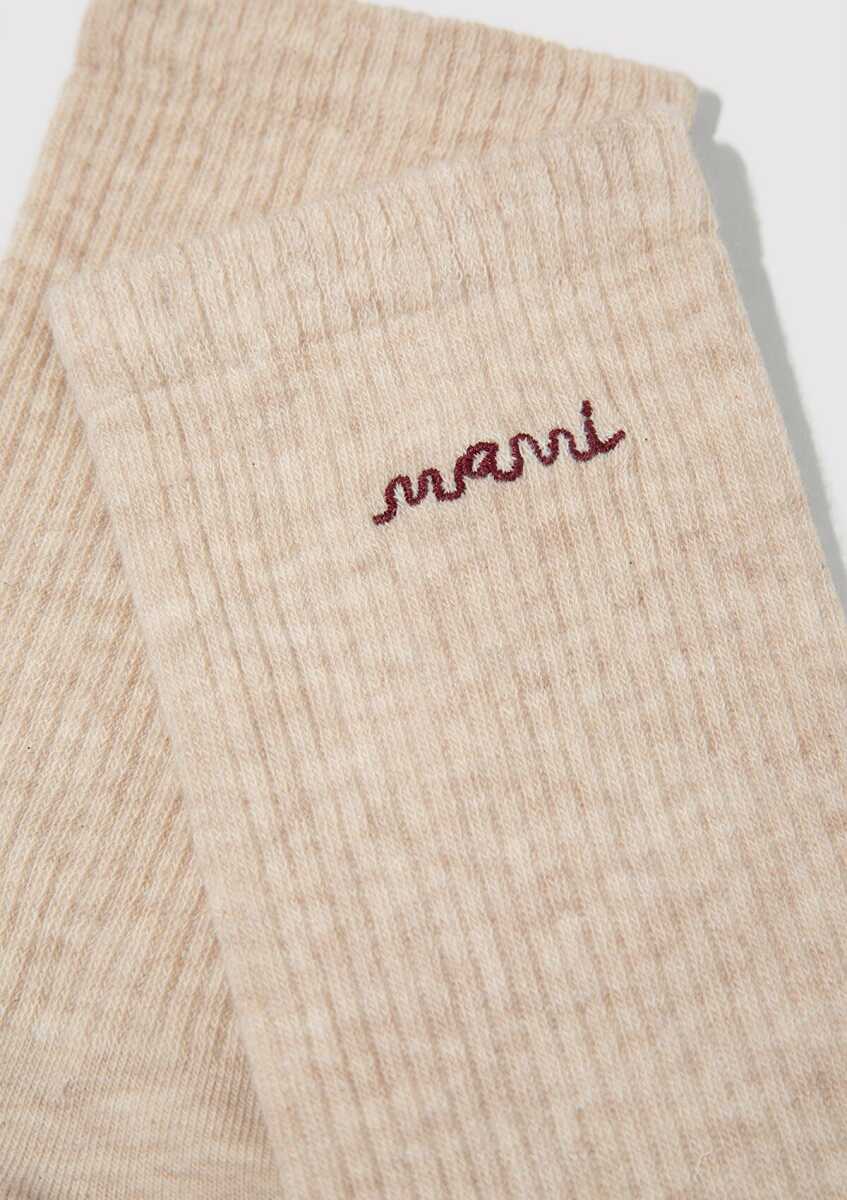 Mavi Logo Nakışlı Bej Kadın Soket Çorap 1913235-32152 (1)