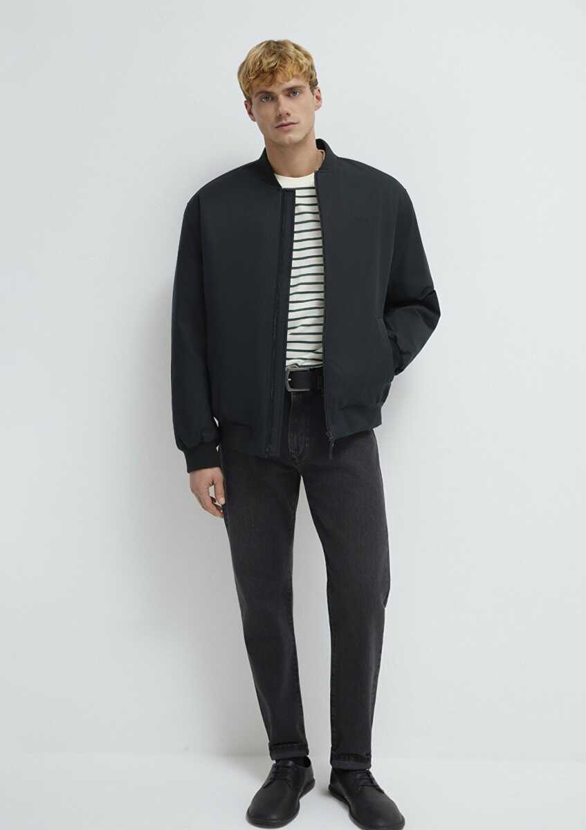 Mavi Logo Nakışlı Siyah Loose Fit Erkek Ceket 0110774-71379 - Mavi (1)