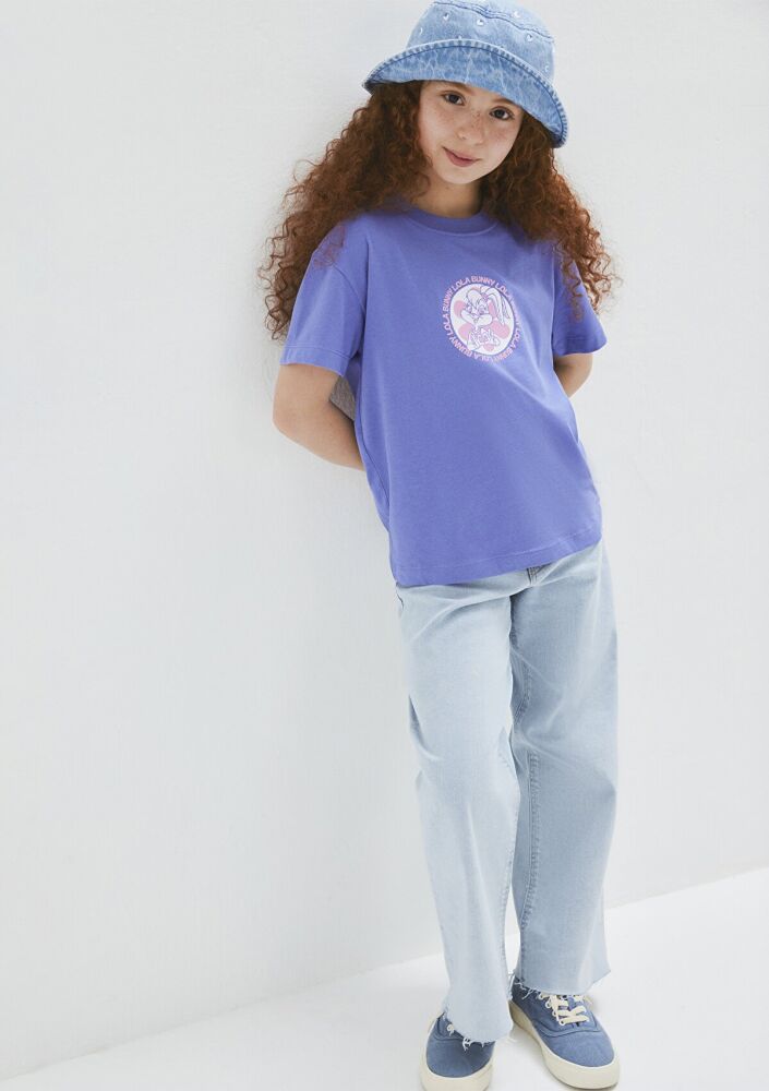 Mavi Lola Bunny Baskılı Mor Loose Fit Çocuk Tişört 7610416-70662