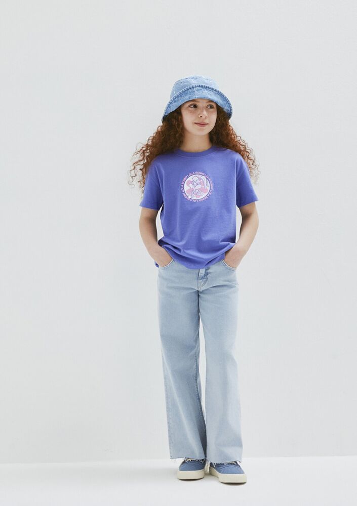 Mavi Lola Bunny Baskılı Mor Loose Fit Çocuk Tişört 7610416-70662 (1)