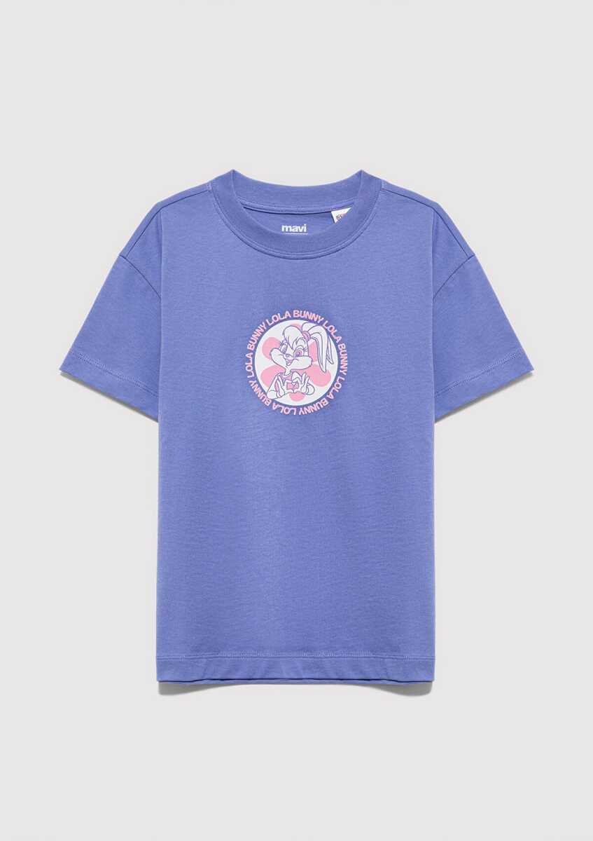 Mavi Lola Bunny Baskılı Mor Loose Fit Çocuk Tişört 7610416-70662 - 3