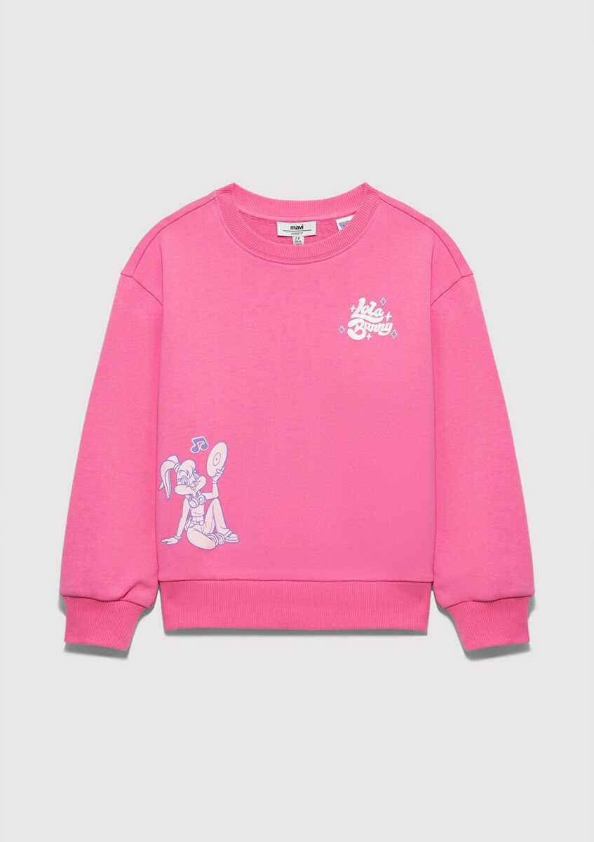 Mavi Lolo Bunny Baskılı Pembe Çocuk Sweat 7S10184-91355 - Mavi