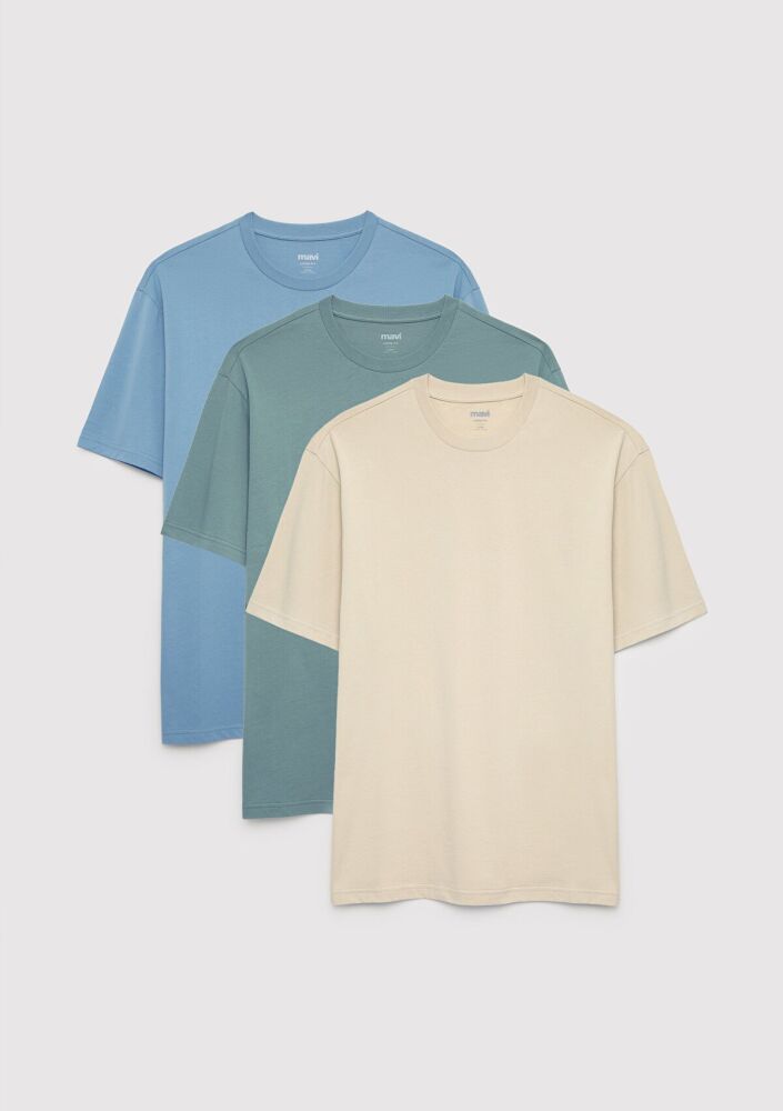 Mavi Loose Fit 3 Lü Erkek Basic Tişört 0612315-70322