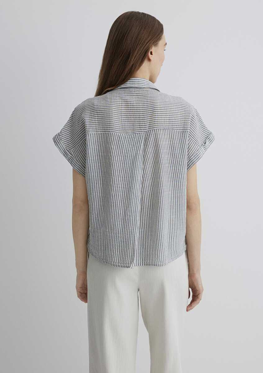 Mavi Loose Fit Gri Çizgili Kadın Gömlek 1210445-89853 - 4