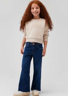 Mavi Lori 90lar Koyu Mavi Çocuk Wide Leg Normal Bel Geniş PaçaJean Pantolon 7010036-88225 