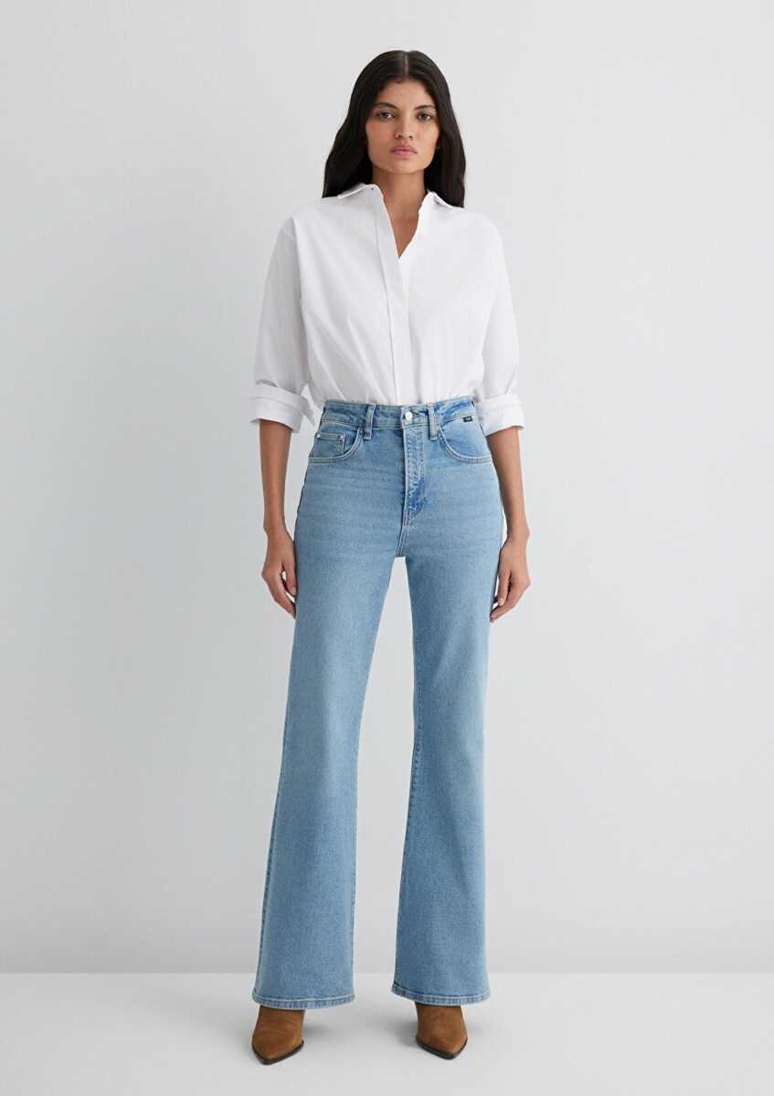 Mavi Los Angeles Lt Blue Premium Flare Bootcut Yüksek Bel İspanyol Paça Kadın Jean Pantolon 1010349-90442 - 4