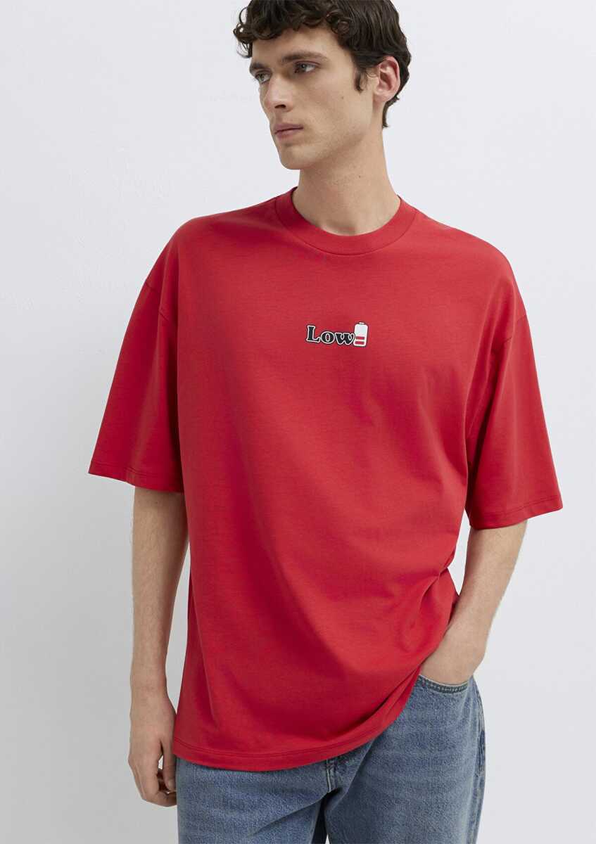 Mavi Low Baskılı Kırmızı Oversize Erkek Tişört 0613376-70428 (1)
