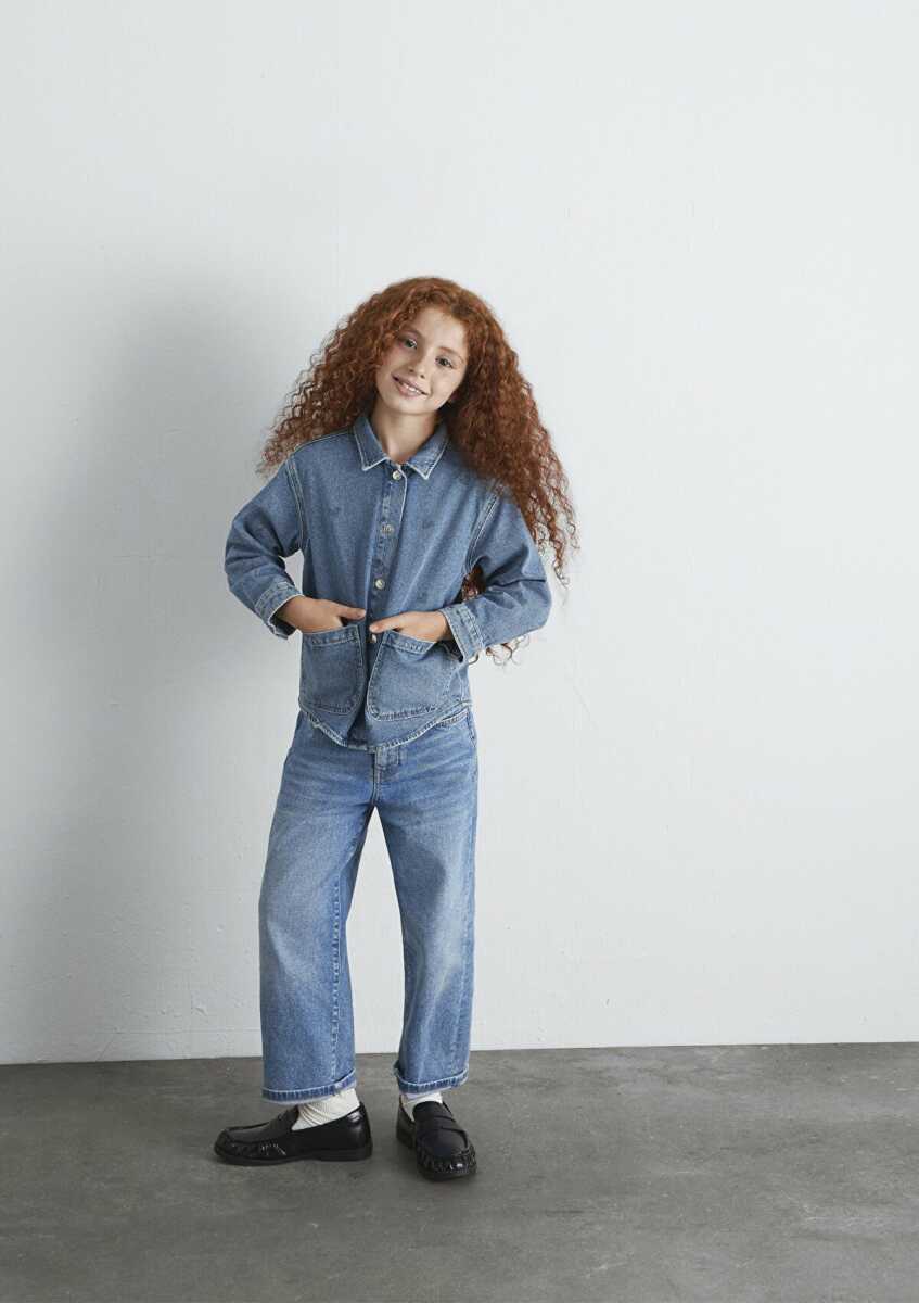 Mavi Lulu Lt Heart Print Denim Çocuk Jean Gömlek 7210002-90880 - 1