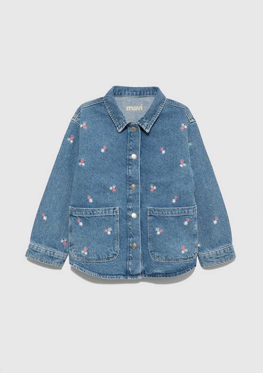 Mavi Lulu Mid Flower Denim Çocuk Jean Gömlek 7210002-90881