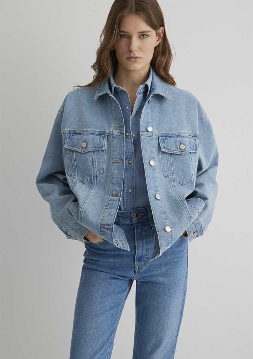 Mavi Luna Lt Blue 90 S Kadın Jean Ceket 1110177-89165