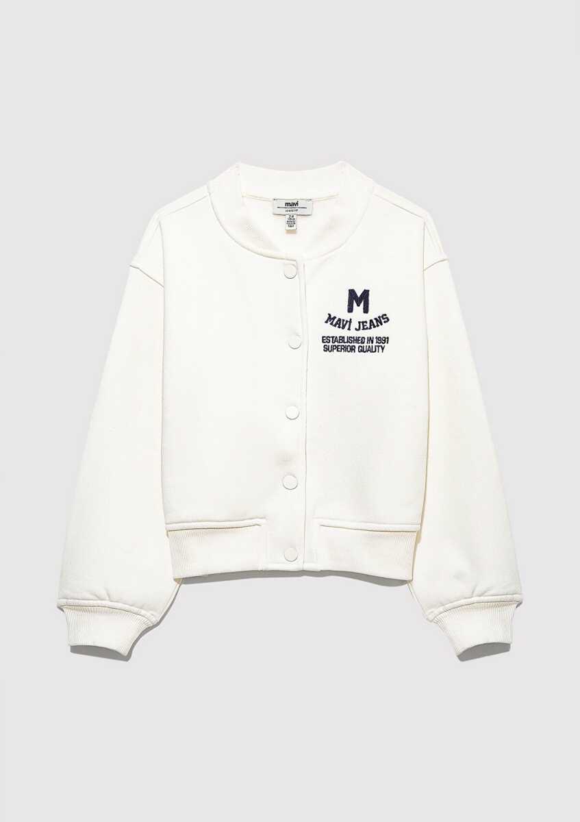 Mavi M Baskılı Beyaz Bomber Ceket 7S10086-70057