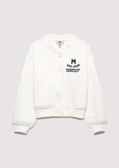 Mavi M Baskılı Beyaz Bomber Ceket 7S10086-70057