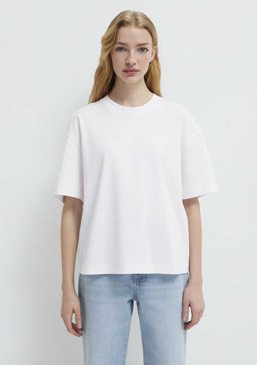 Mavi M Baskılı Beyaz Kadın Tişört 1613225-620 - 4