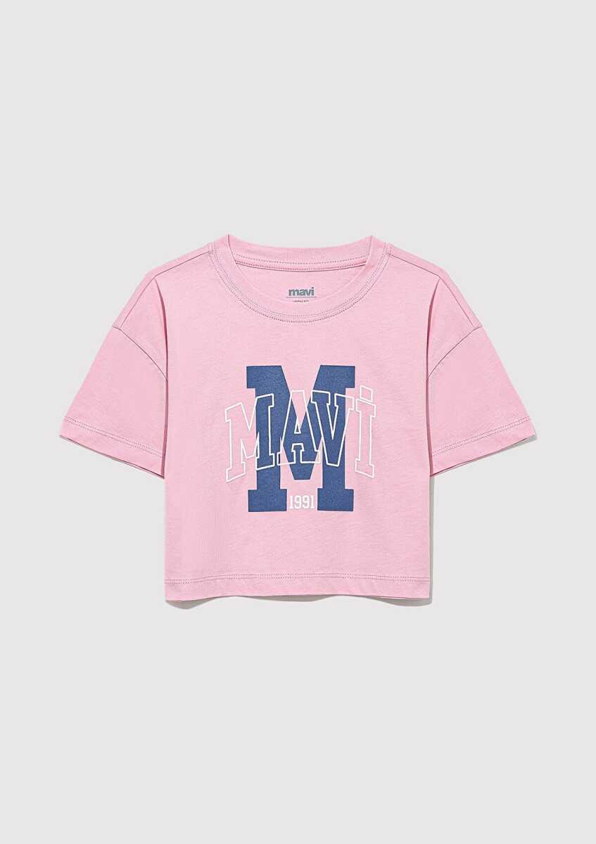 Mavi M Baskılı Logo Toz Pembe Çocuk Tişört 7610276-86953 - 1