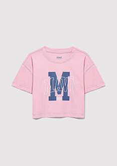 Mavi M Baskılı Logo Toz Pembe Çocuk Tişört 7610276-86953