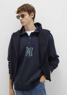 Mavi M Logo Baskılı Lacivert Loose Fit Erkek Sweat0S10494-70490 